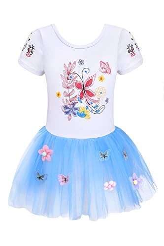 EQSJIU Unicorn Ballet Leotards with Tutu for Girls Toddlers Dance Cotton Tulle Skirts Dress 7-8 Years Floral