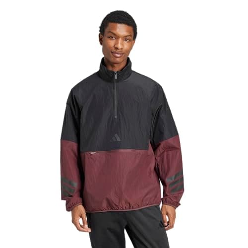 adidas Men's Future Icon 3-Stripes Woven Half-Zip Sportswear Sweatshirt, Aurora Ruby, X-Small