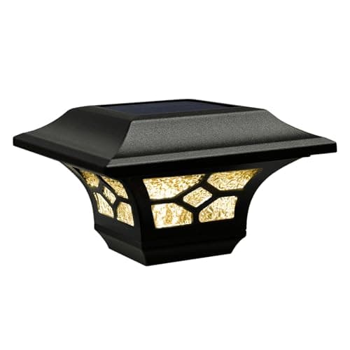Classy Caps Kingston Solar Post Cap - Fits 2"x2", 2.5"x2.5" and 3"x3" Fence & Deck Posts - Cast Aluminum - Warm/Cool Light Color Modes - Heavy-Duty, Real Glass