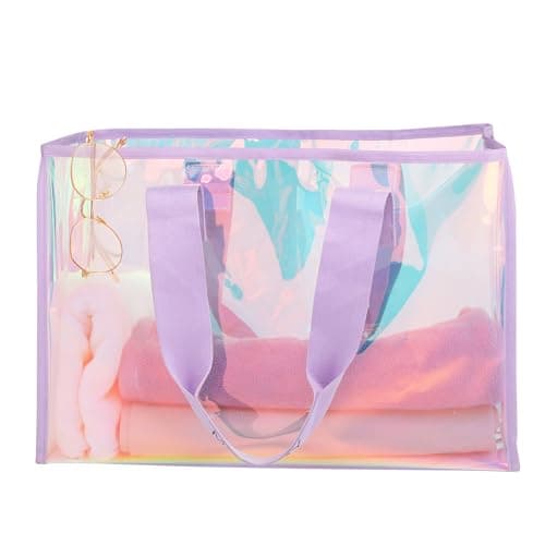 Motomy Iridescent Clear Beach Bag for Women Summer Cruise Essentials