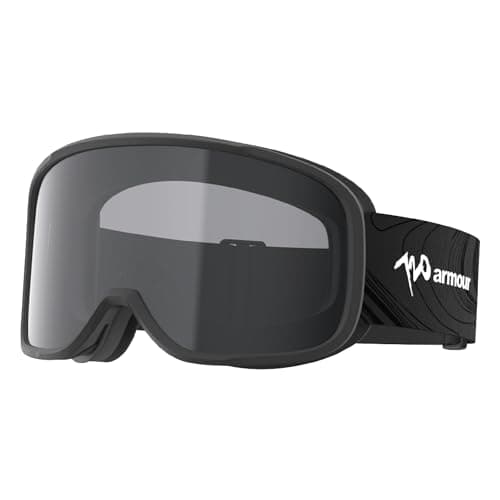 720armour Poppy Ski Goggles - Dual Layer Anti-Fog UV400 Protection Snowboard Goggles for Men, Women & Teens (Matte Black Frame With Gray Lens)