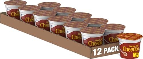 Honey Nut Cheerios Gluten-Free Cereal Cup, Single Serve, 1.8 oz, 12 Pack