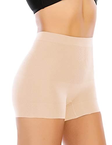 Womens Seamless Shaping Boyshorts Panties Tummy Control Underwear Slimming Shapewear Slip Shorts(#02 Beige,Medium)