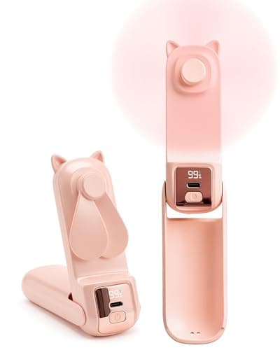 FrSara Portable Handheld Mini Fan, Small Rechargeable Personal Fan, Summer Travel Essentials with 3-Speed, 2000mAh, Great for Outdoor, Makeup, Ideal Gift for Girls, Ladies, Valentine's Day, Pink