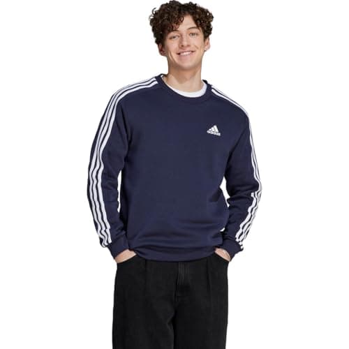 adidas Men's Essentials Fleece 3-Stripes Sweatshirt, Ink, XX-Small