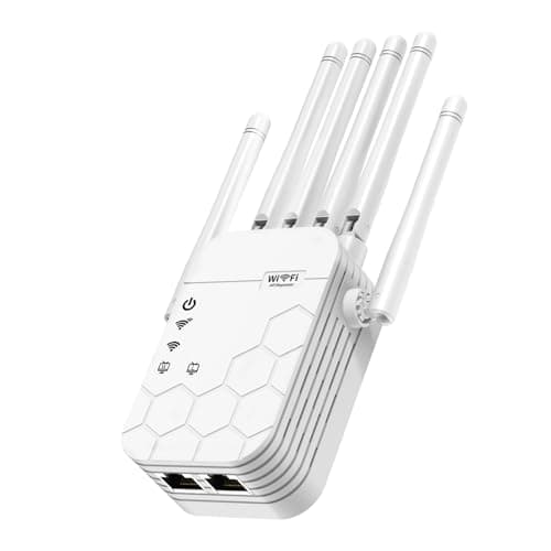 2026 WiFi Extender Signal Booster, 6X Faster, Covers up to 12,880 sq. ft. Wi-Fi Repeater with Ethernet Port, Wireless Long Range Amplifier, 1-Tap Setup, Compatible with Wireless Routers (White)