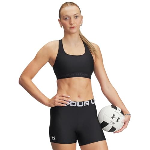 Under Armour Womens Crossback Mid Impact Sports Bra , Black (001)/Jet Gray , Small