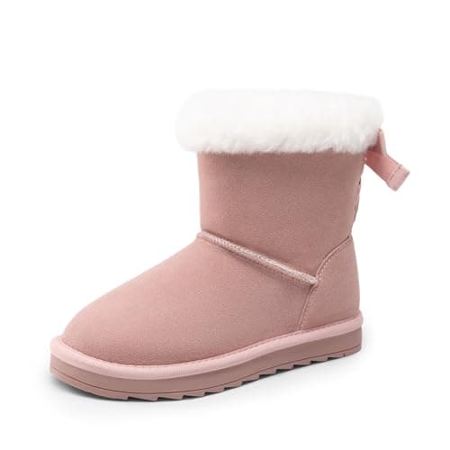 DREAM PAIRS Girls Boots Kids Winter Faux Fur Warm Snow Ankle FuzzyChic Kid's Bow Boots for Toddler/Little Kid,Size 7 Toddler,Pink,SDSB2409K