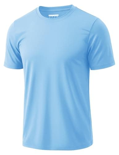 MAGCOMSEN Workout Shirts for Men Quick Dry Rash Guard Short Sleeve Moisture Wicking Shirt Athletic Cooling Breathable Sky Blue M