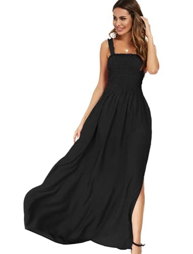 Just Quella Maxi Dresses for Women Summer Strapless Boho Beach Long Dress with Straps (S, Black)