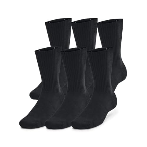 Under Armour Unisex-Adult Training Cotton Crew Socks 6 Pack, (001) Black/Black/White, X-Large
