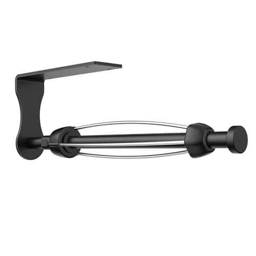 SetSail Paper Towel Holder, Single Hand Operable Paper Towel Holder Under Cabinet with Adjustable Damper, Easy Tear, Wall Mount, Self-Adhesive or Drilled for Kitchen Bathroom, Black