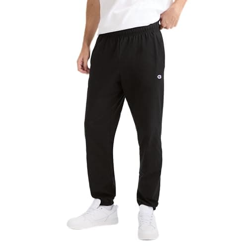 Champion Men's Cinched-Bottom Lounge Pants, Standard Fit, Lightweight 100% Cotton, Available in Regular and Big & Tall, Black, XX-Large