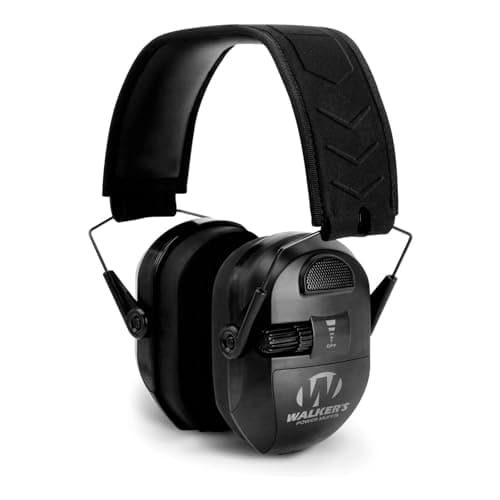 WALKER'S Ultimate Power Muff - Noise Reducing 26dB NRR Hunting Gun Range Shooting Ear Protection Black Electronic Earmuffs with AFT, 2 AAA Batteries Included