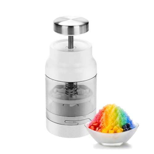 Manual Hand Crank Ice Shaver, Compact Portable Ice Crusher with 2 Ice Trays