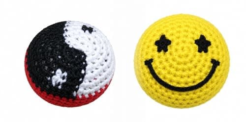 Lot of 2 Design Footbags, Foot Sacks, Hackeys, Hackys, Kick Bags, Designs May Vary. Aliens, Peace Signs, Yin Yang, 8 Balls, etc.