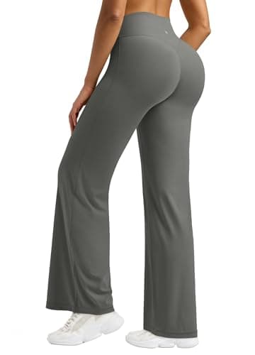 Willit Workout Gym Leggings for Women Straight Leg Bottoms Wide Leg Yoga Pants for Women High Waist Buttery Soft 29" Deep Grey XL