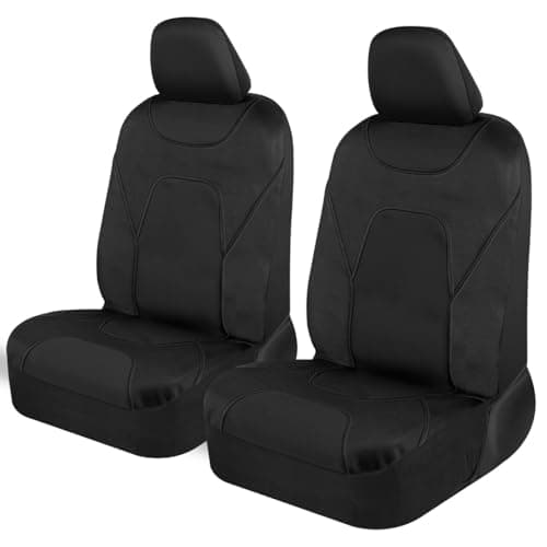 Motor Trend AquaShield Waterproof Front Seat Covers, Black Seat Covers for Cars – Neoprene Front Car Seats Cover, SUV Seat Covers Protector - Car Interior Cover for Auto, Trucks, & Dog Owners