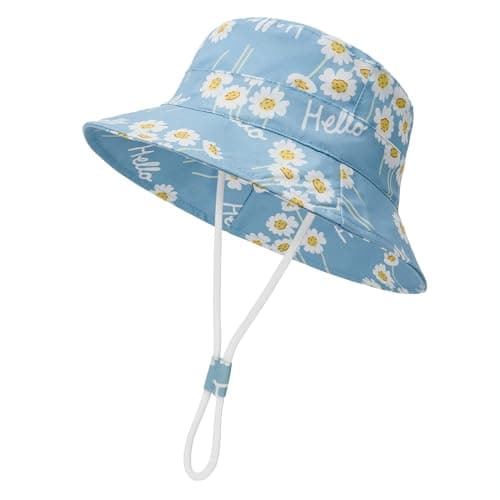 Durio UPF 50+ Baby Sun Hat Summer Sun Protection Wide Brim Soft Lining Beach Essential for Boys and Girls Toddler Bucket Hat A Blue Flowers 6-12 Months