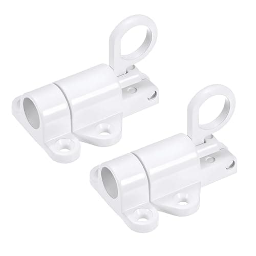 Oudesi 2 Packs Self Closing Latch Spring Door Lock, Automatic Gate Latch with Spring Loaded Pin, Aluminum Alloy Slide Gate Latch for Cabinet Window Fence, White, AMS-CX01-W