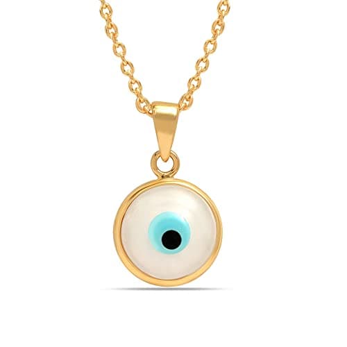 LeCalla 925 Sterling Silver 14K Gold Plated Evil Eye Protection Charm Pendant Gifts for Birthday Necklace for Women Teen