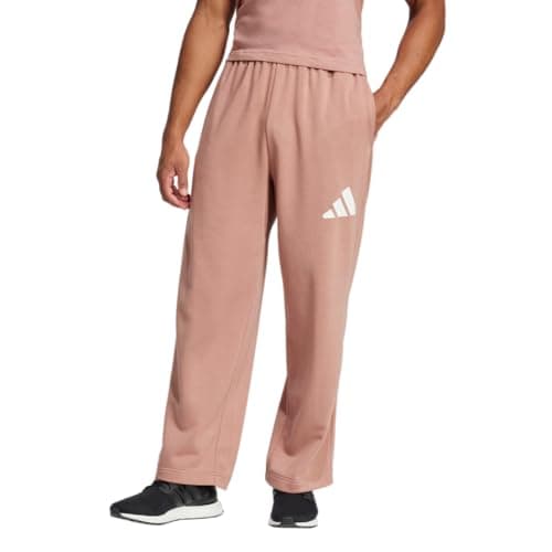 Adidas Mens Essentials 3-Bar French Terry Loose Straight Sportswear Pants, Warm Clay/White, XX-Large