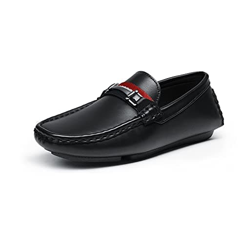 Bruno Marc Boy's Loafer Slip-On Dress Shoes,Size 2 Little Kid,Black,SBLS218K