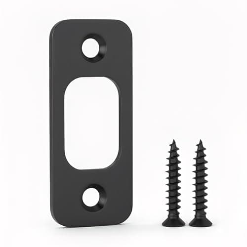 Deadbolt Strike Plate, 1" X 2-1/4“ Door Backplate, Round Corner (1, Black)