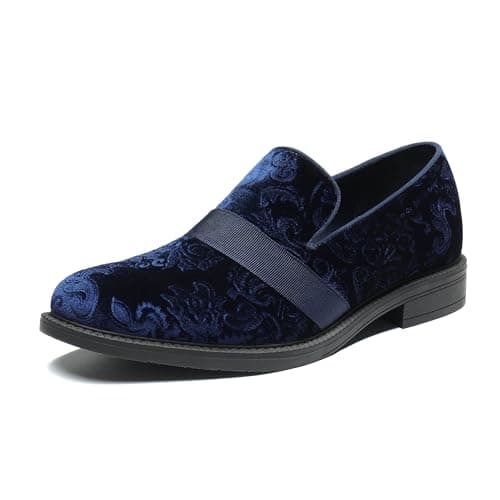 Bruno Marc Men's Dress Tuxedo Shoe Slip-on Classic Patent Leather Loafers,Size 7,Blue,SBOX227M