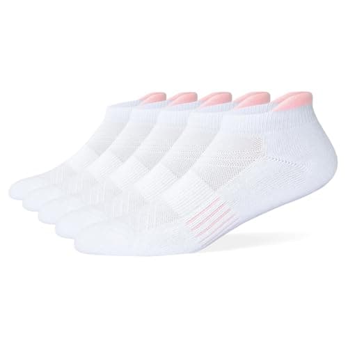 Run After Wind Women's & Men's Breathable Athletic Running Low Cut Socks Cotton Cushioned Ankle Tab Socks, 5 Pairs, 7-11, White