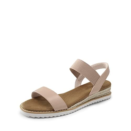 DREAM PAIRS Womens Espadrilles Ankle Strap Sandals,Nude/Pink,6.5