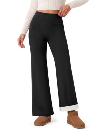 Fleece Lined Wide Leg Pants Women - Winter Thermal Warm Straight Leggings