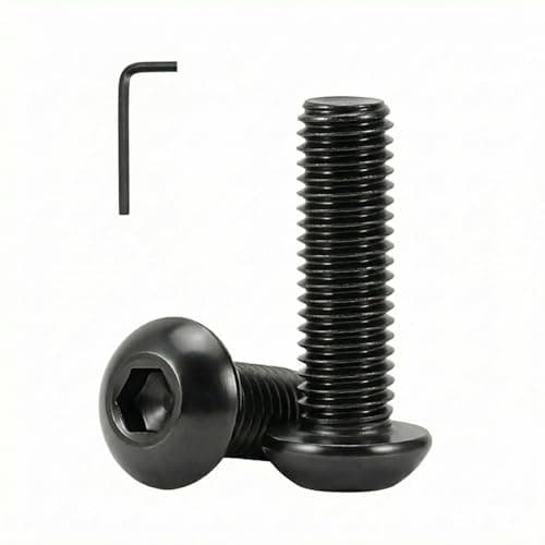 M5 x 25mm(30 Pack) Button Head Hex Socket Cap Screws Bolts, Hex Drive Bright Finish Fully Machine Thread, Corrosion Resistant Black Oxide 304 Stainless Steel 18-8 Screws