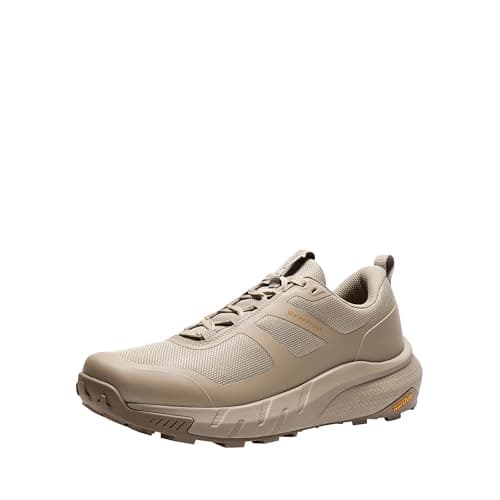 NORTIV 8 Men's Waterproof Hiking Shoes Lightweight Trekking Walking Fashion Sneakers with Arch Support for Camping Tennis Outdoor Training StreamRunner,Size 9,Sand,NMUMHI2505