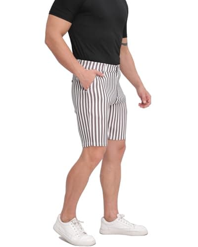 ALLELMS Mens Striped Shorts Slim Fit Stretch 9" Inseam Black and White Glof Shorts Chinos 28