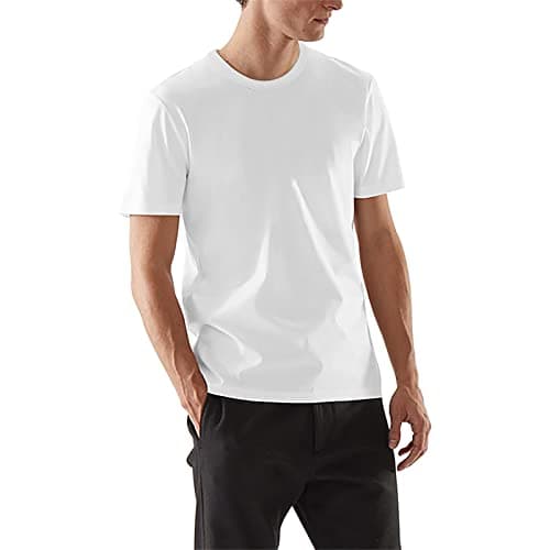 Natural Feelings Men's Cotton Undershirts - Casual White Crew Neck T-Shirts, Pack M