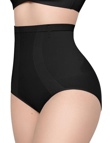 KLVEE Shapewear Tummy Control Panties for Women, Body Shaper Compression Underwear, High Waisted Seamless Girdle Under Dress Black