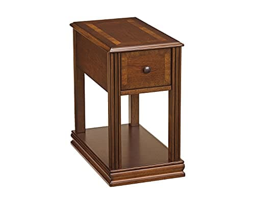 Signature Design by Ashley Breegin Chair Side End Table, 1 Drawer, 1 Fixed Shelf, Veneers, Wood, 13.13" W x 22.13" D x 23" H, Brown