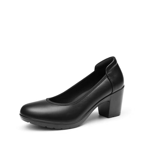 DREAM PAIRS Women's Chunky Closed Toe Low Block Heels Work Pumps Comfortable Round Toe Dress Wedding Shoes Nereida,Size 7,Black,SDPU2230W