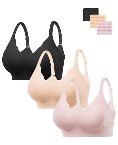 HBselect Jelly Bras for Women No Underwire 3PCS Comfort Wireless Push Up Bras Seamless Scalloped Lift Everyday Bralettes