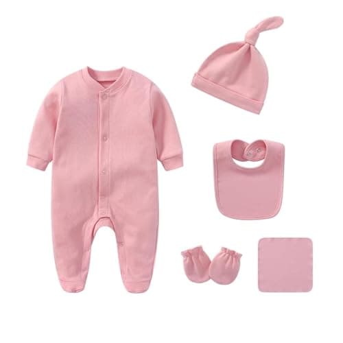 Newborn Boy Girl Clothes Sets Baby Cotton Long Sleeve Romper Jumpsuits Unisex Outfits with Baby Mittens Hats Gloves