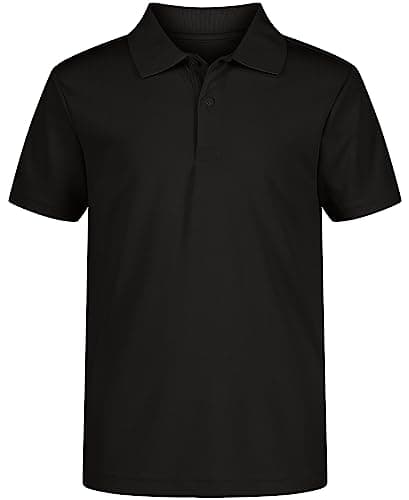 Izod Boys' School Uniform Performance Short Sleeve Solid Polo, Black, 18-20