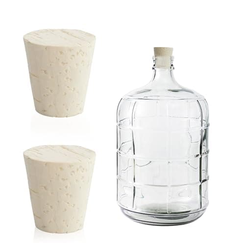 2 Pcs Fermentation Stopper Glass Carboy Corks for 3, 5, 6 Gallon Glass Water Jug Wood Tapered Stopper Bungs Cap for Home Brewing Wine (2pcs)