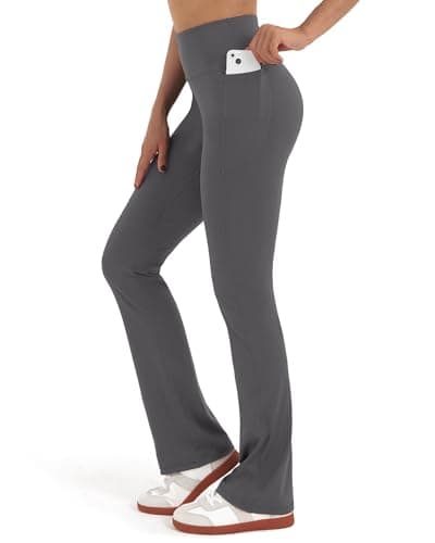 Zylioo Tall Flare Yoga Pants for Women Long Inseam with Pockets Grey