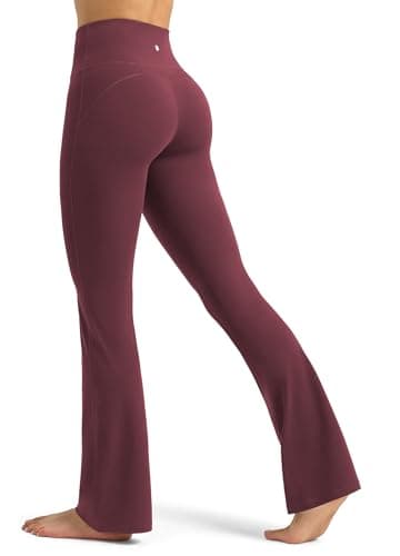 Willit Butterflux Yoga Pants Women Flare Workout Leggings for Women Tummy Control High Waisted Flare Yoga Legging 31" Wine Red L