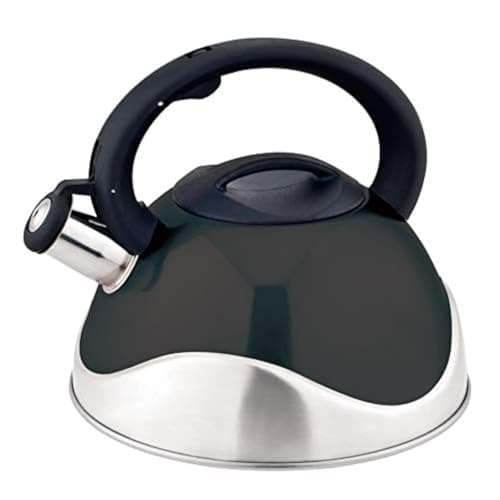 J&V TEXTILES Stainless Steel Whistling Tea Kettle, 3-Quart (Black)*