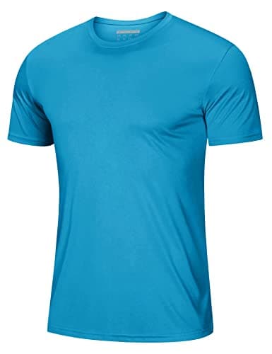 Mens Sun Shirts Quick Dry T-Shirt Short Sleeve Running Shirt Sun Protection UPF 50 Performance Shirts Crew Neck Shirts Blue Green