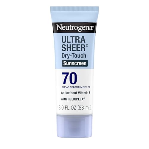 Neutrogena Ultra Sheer Dry-Touch Sunscreen Lotion SPF 70, Broad Spectrum, Water Resistant 80 Min, Oil-Free, Oxybenzone-Free, Non-Comedogenic, Matte Finish, Body Sunscreen, Travel Size 3 Fl Oz