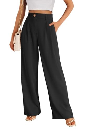 LILLUSORY Wide Leg Dress Work Pants Womens Palazzo Flowy 2026 Summer Spring High Waisted Professional Business Casual Office Interview Travel Outfit Wear Trousers Dressy Slacks Black