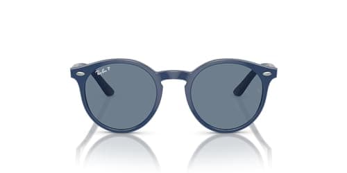 Ray-Ban Junior RJ9064S Round Sunglasses, Blue/Dark Blue Polarized, 44 mm
